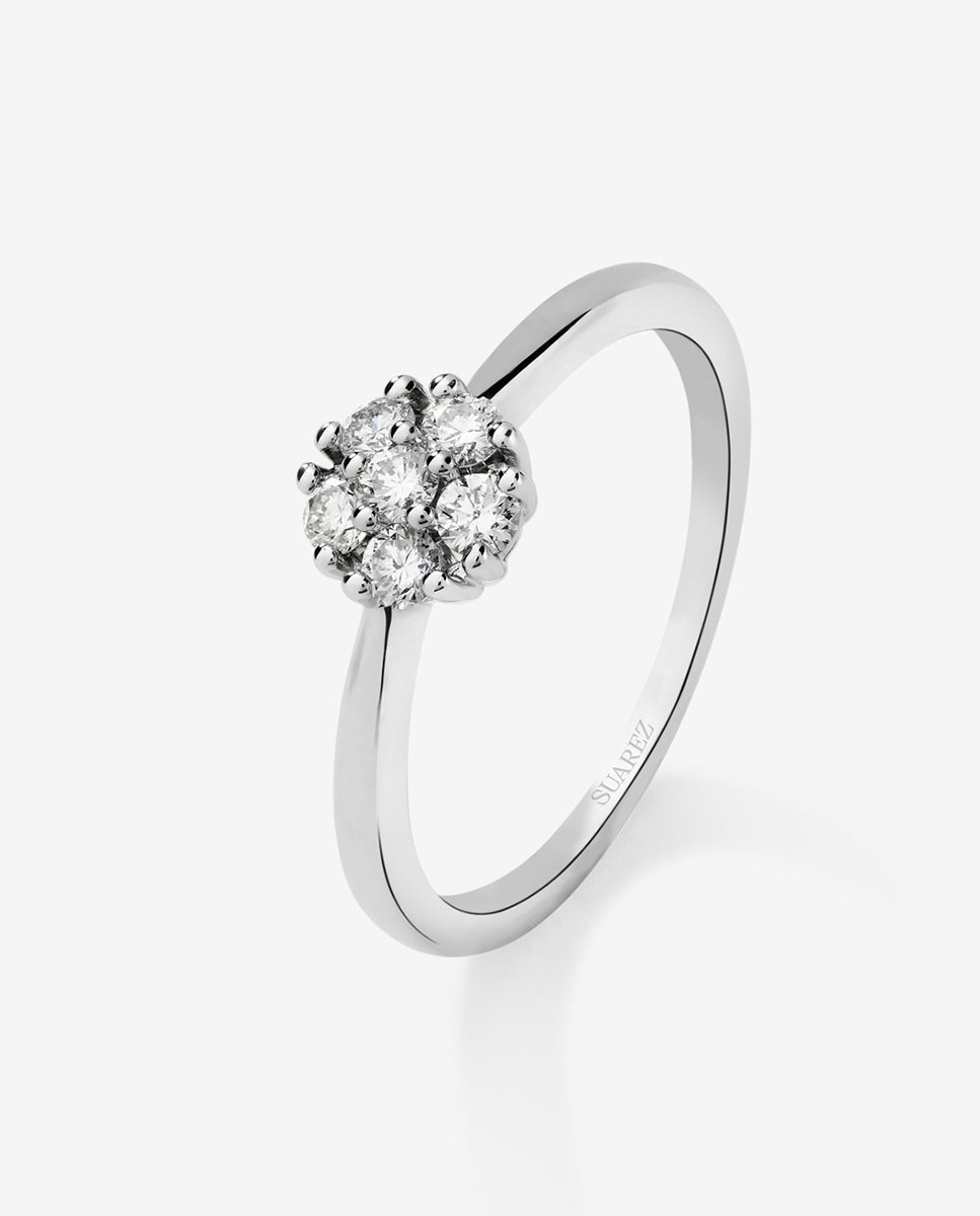 Imagen 1 de Anillo de oro blanco de 18k de diamantes en pavé - SUAREZ - Blanco Blanco