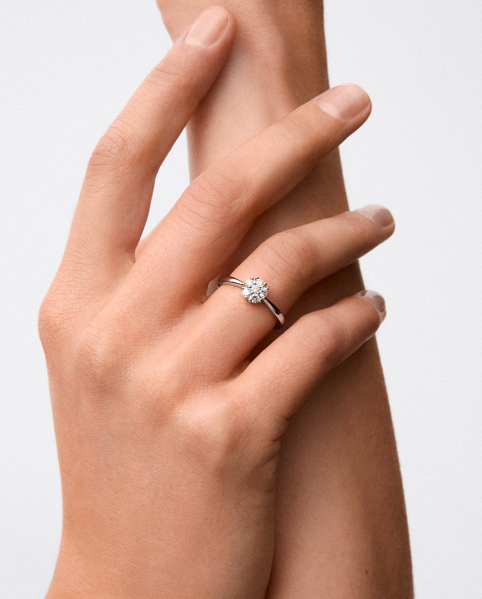 Imagen 4 de Anillo de oro blanco de 18k de diamantes en pavé - SUAREZ - Blanco Blanco