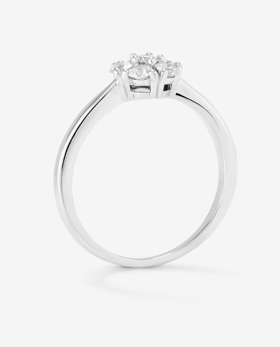 Anillo de oro de 18k con orla de 6 diamantes en talla brillante con un total de 0,4 cts - SUAREZ - Blanco Blanco-5
