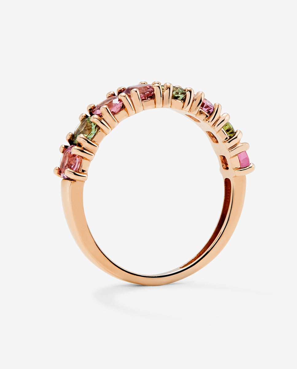 Anillo de oro rosa de 18k con 8 turmalinas multicolor en talla brillante - SUAREZ - Blanco Blanco-5