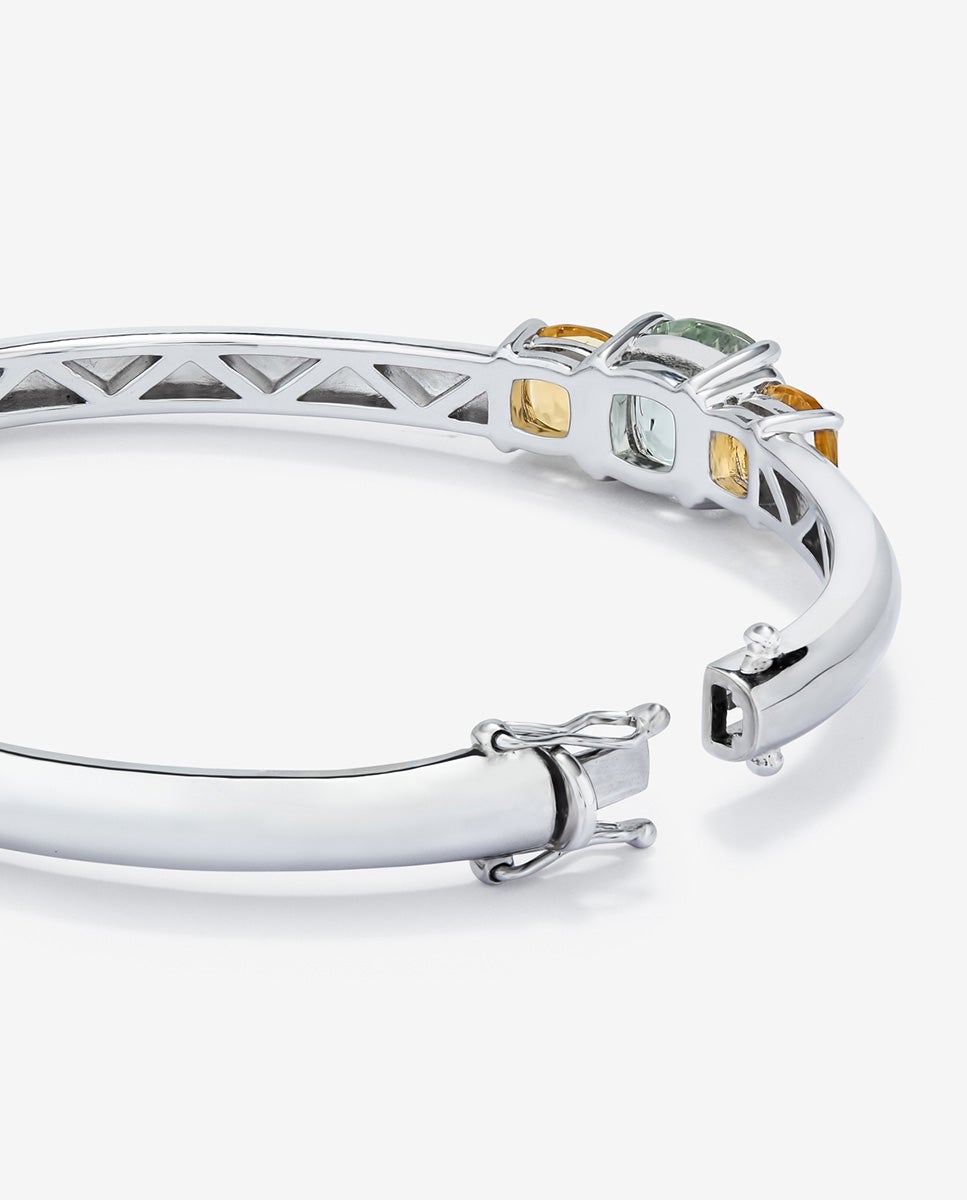 Pulsera de plata 925 con amatista verde en talla cushion - SUAREZ - Blanco Blanco-5