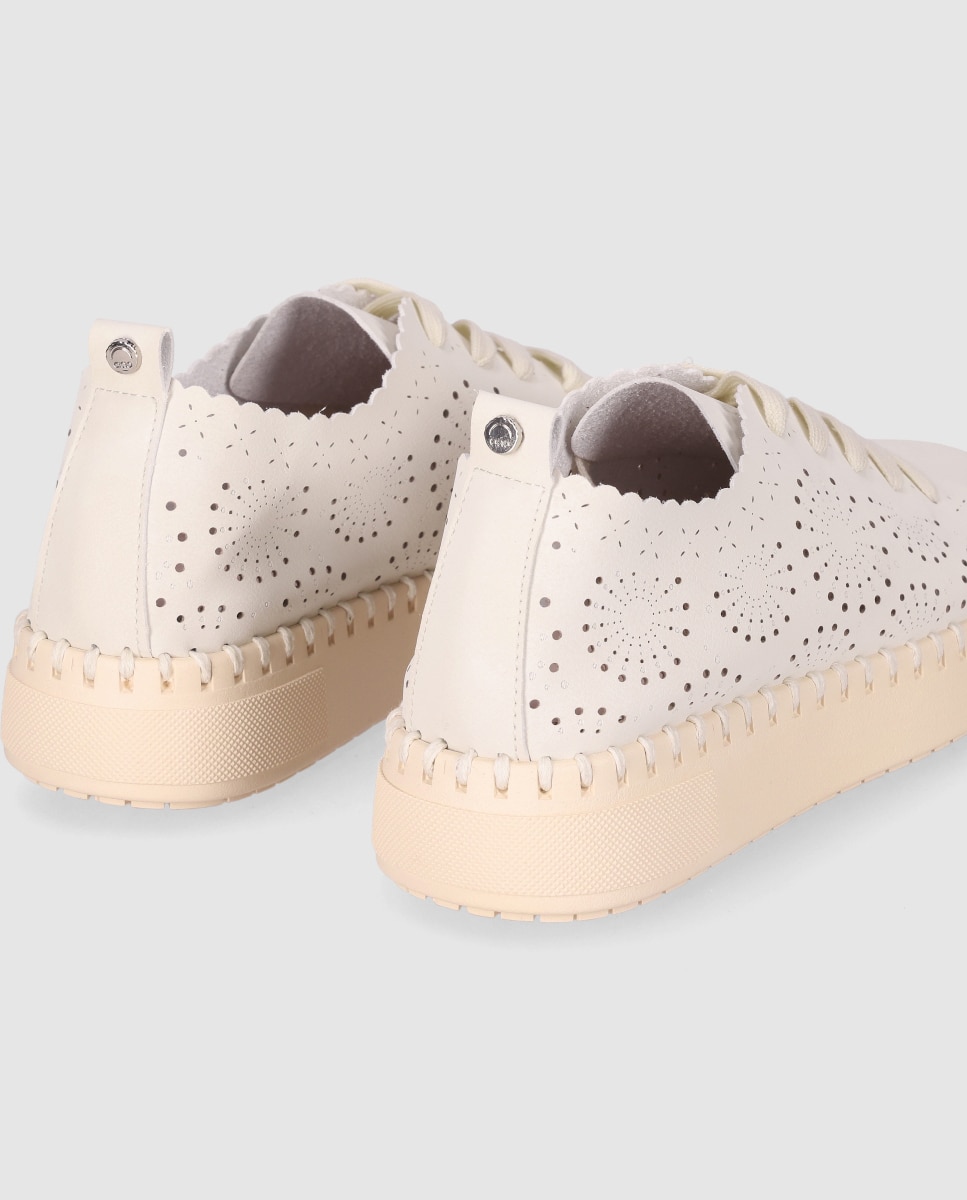 Zapatos de cordones de mujer con perforaciones decorativas y cierre de cordones - Chika10 - Blanco Blanco-5