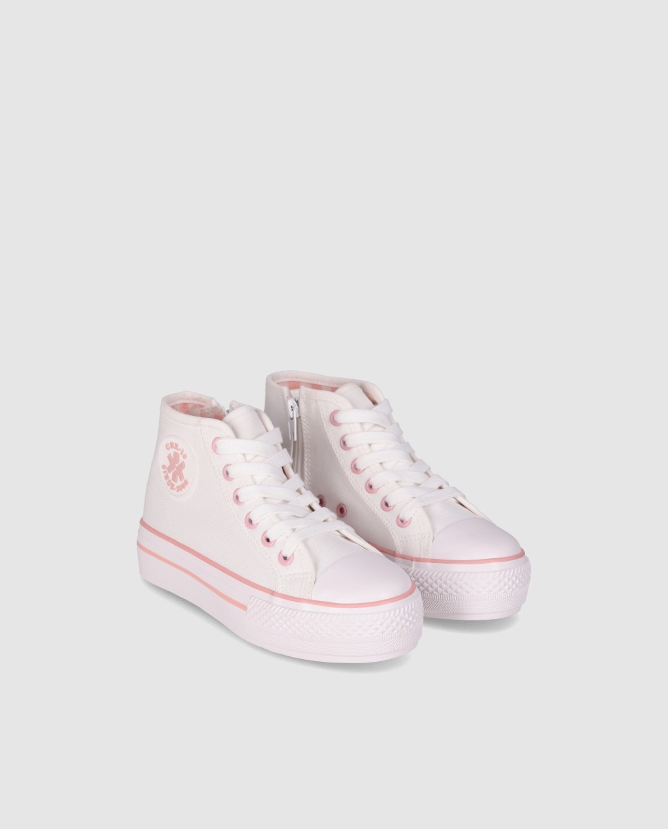 Zapatillas de lona de niña con cierre de cremallera y puntera redonda - Chika10 Kids - Rosa / Blanco Rosa / Blanco-2