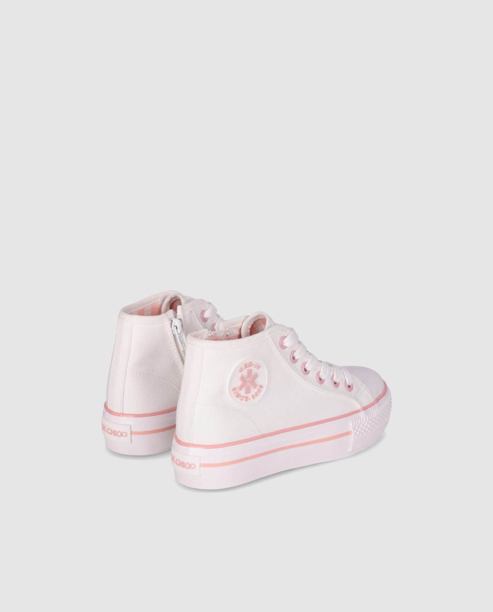Zapatillas de lona de niña con cierre de cremallera y puntera redonda - Chika10 Kids - Rosa / Blanco Rosa / Blanco-3