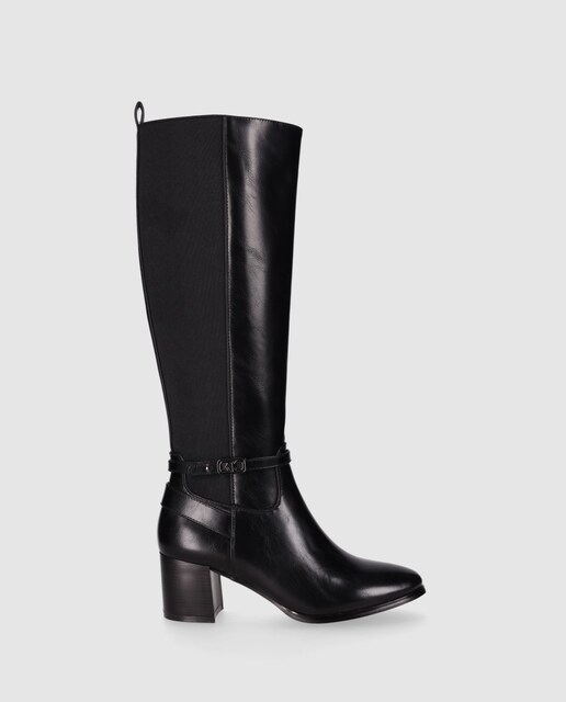 Imagen 0 de Botas altas de mujer con panel elástico posterior y correa decorativa