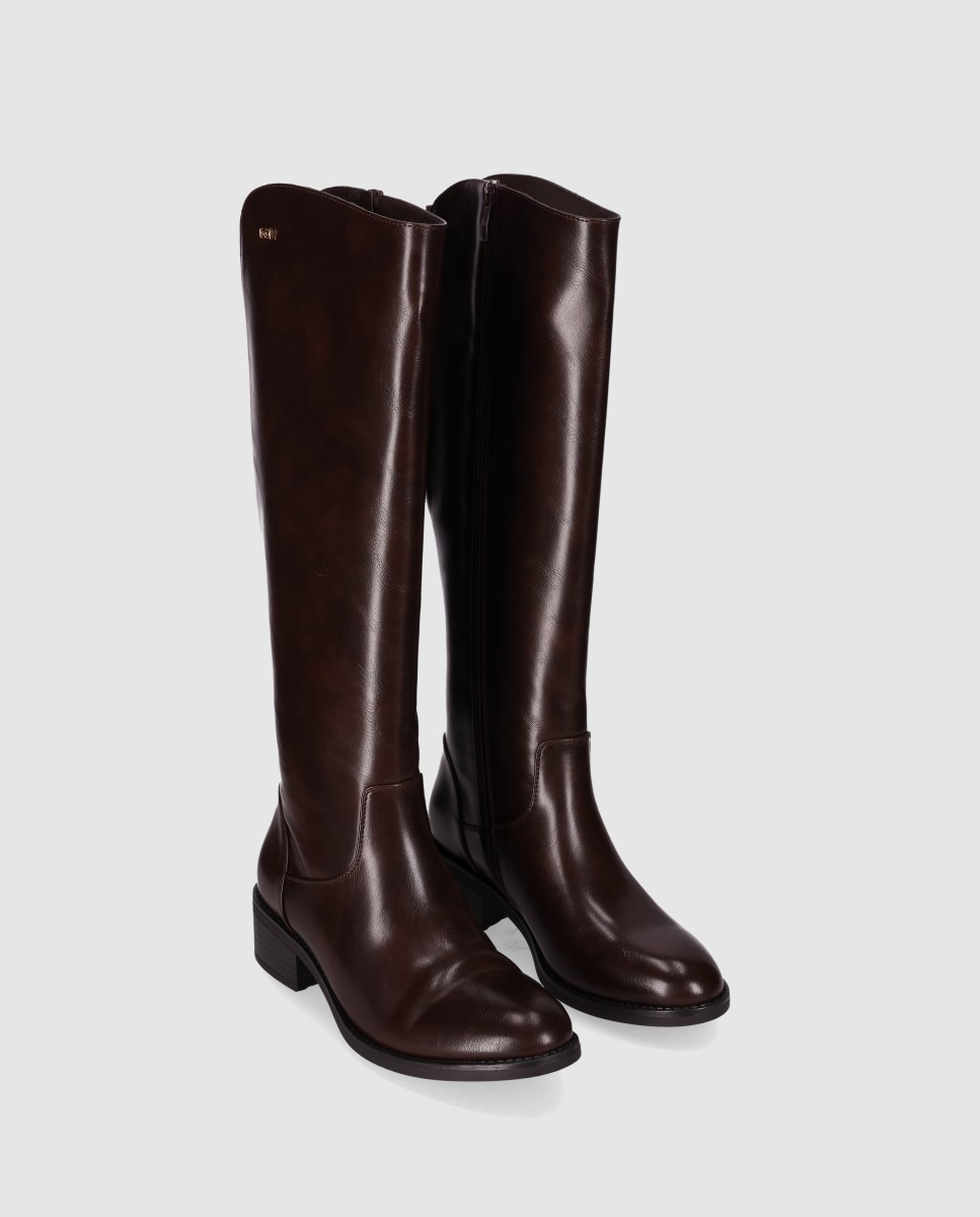 Botas básicas de mujer de caña alta con estilo clásico y sofisticado - Chika10 - Marrón Marrón-2