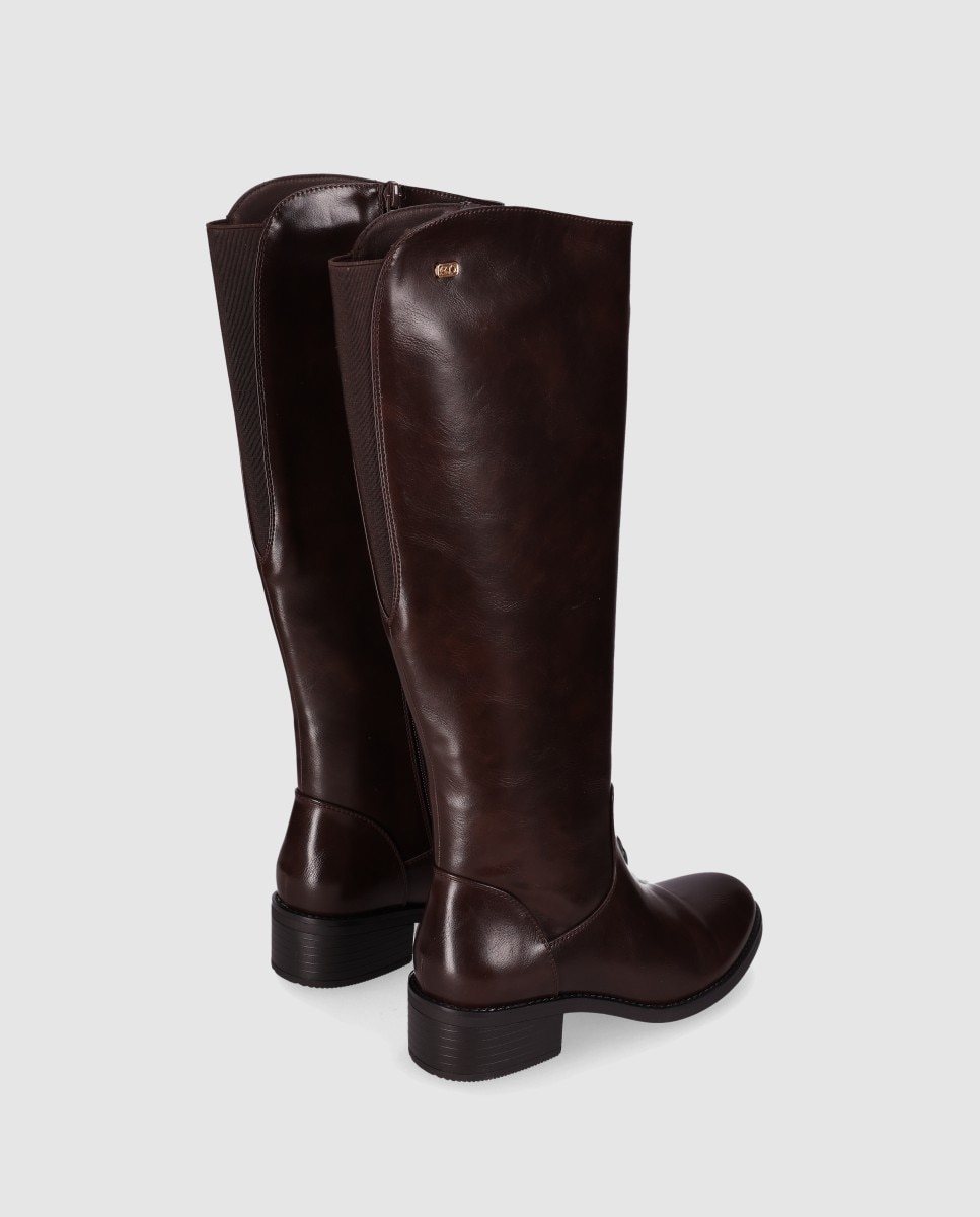 Botas básicas de mujer de caña alta con estilo clásico y sofisticado - Chika10 - Marrón Marrón-3