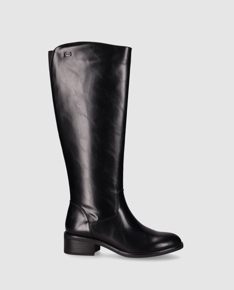 Botas básicas de mujer de caña alta con estilo clásico y sofisticado - Chika10 - Negro Negro-1