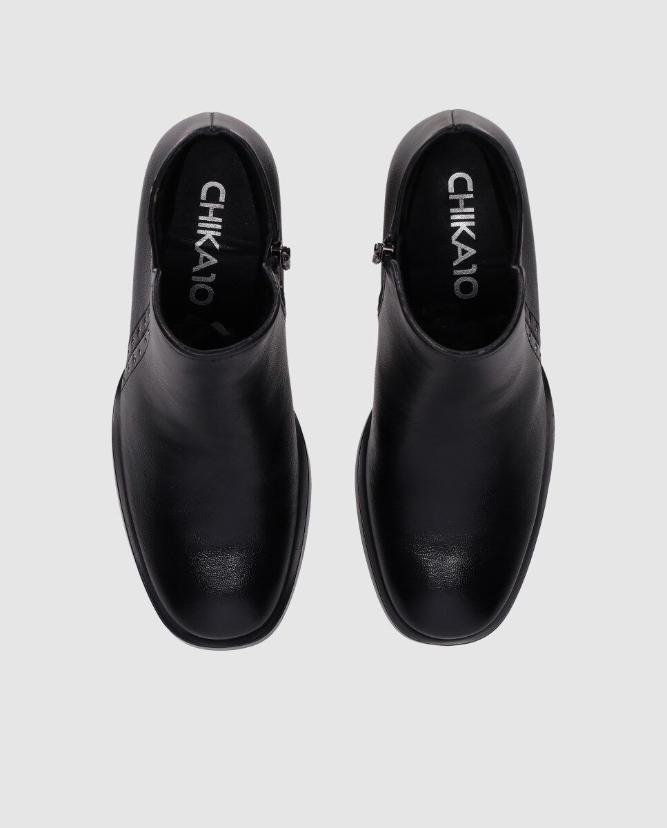 Botines básicos de mujer con caña asimétrica y estilo elegante - Chika10 - Negro Negro-4