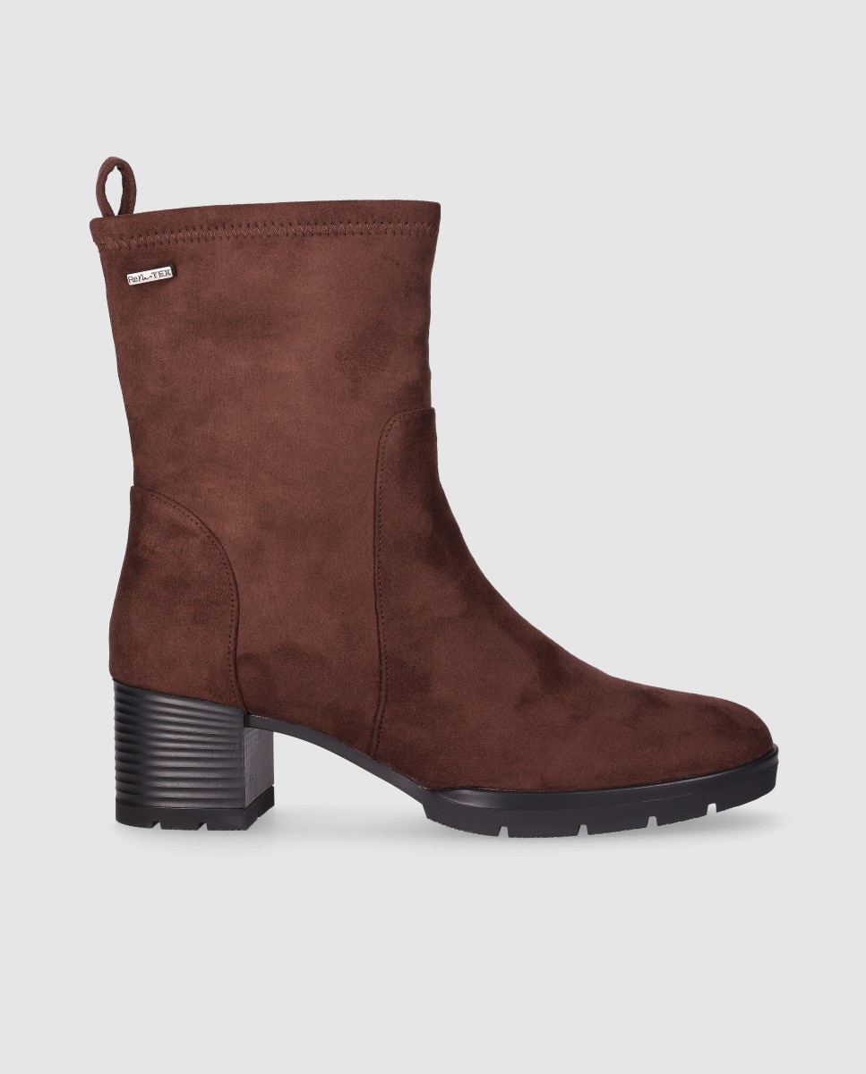 Botines elásticos de mujer estilo calcetín con tacón grueso - Chika10 - Marrón Marrón-1
