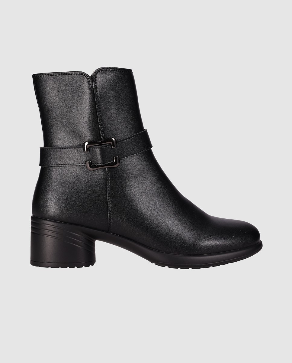 Botines básicos de mujer en piel con diseño elegante y tacón ancho - Chika10 - Negro Negro-1