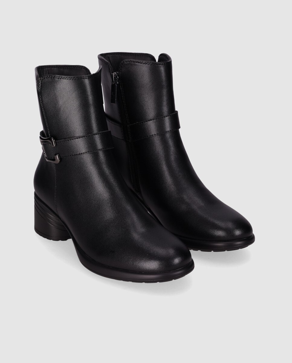 Botines básicos de mujer en piel con diseño elegante y tacón ancho - Chika10 - Negro Negro-4