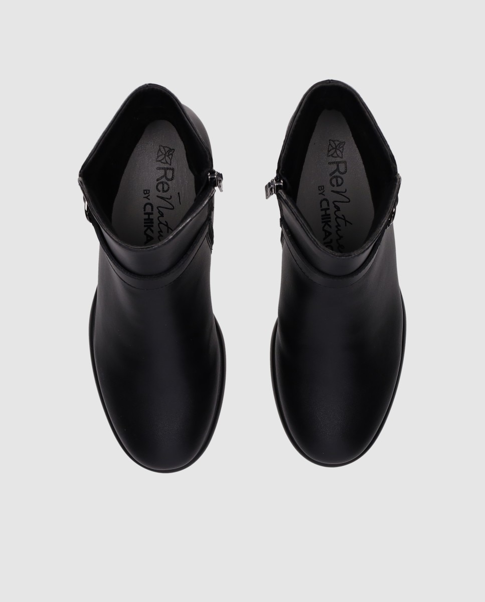 Botines básicos de mujer en piel con diseño elegante y tacón ancho - Chika10 - Negro Negro-5