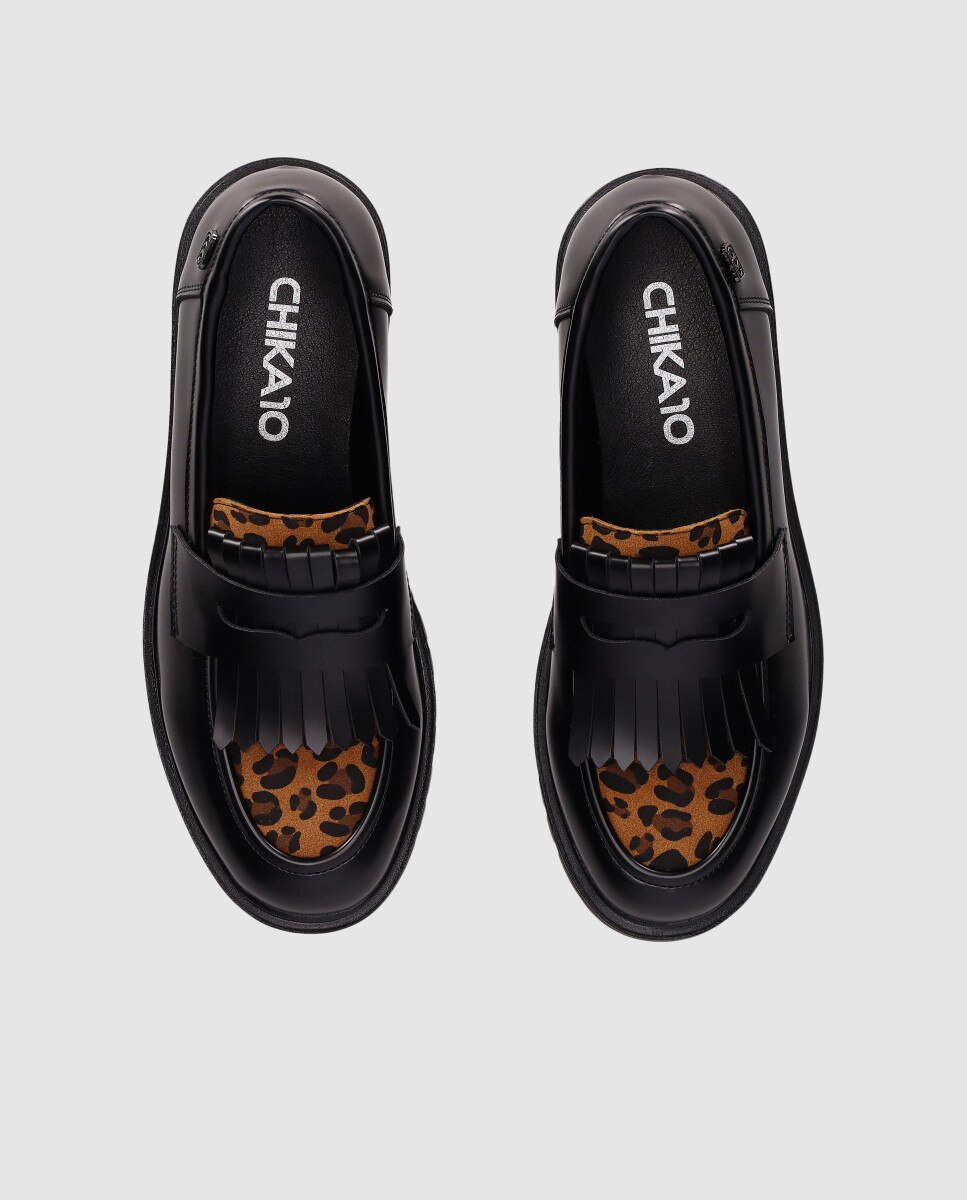Mocasines planos de mujer con suela chunky y acabado pulido - Chika10 - Estampado Estampado-4