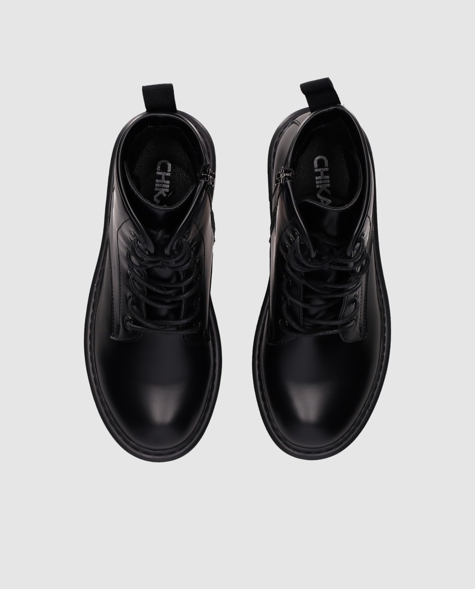 Botines de mujer con suela gruesa y puntera redonda - Chika10 - Negro Negro-4