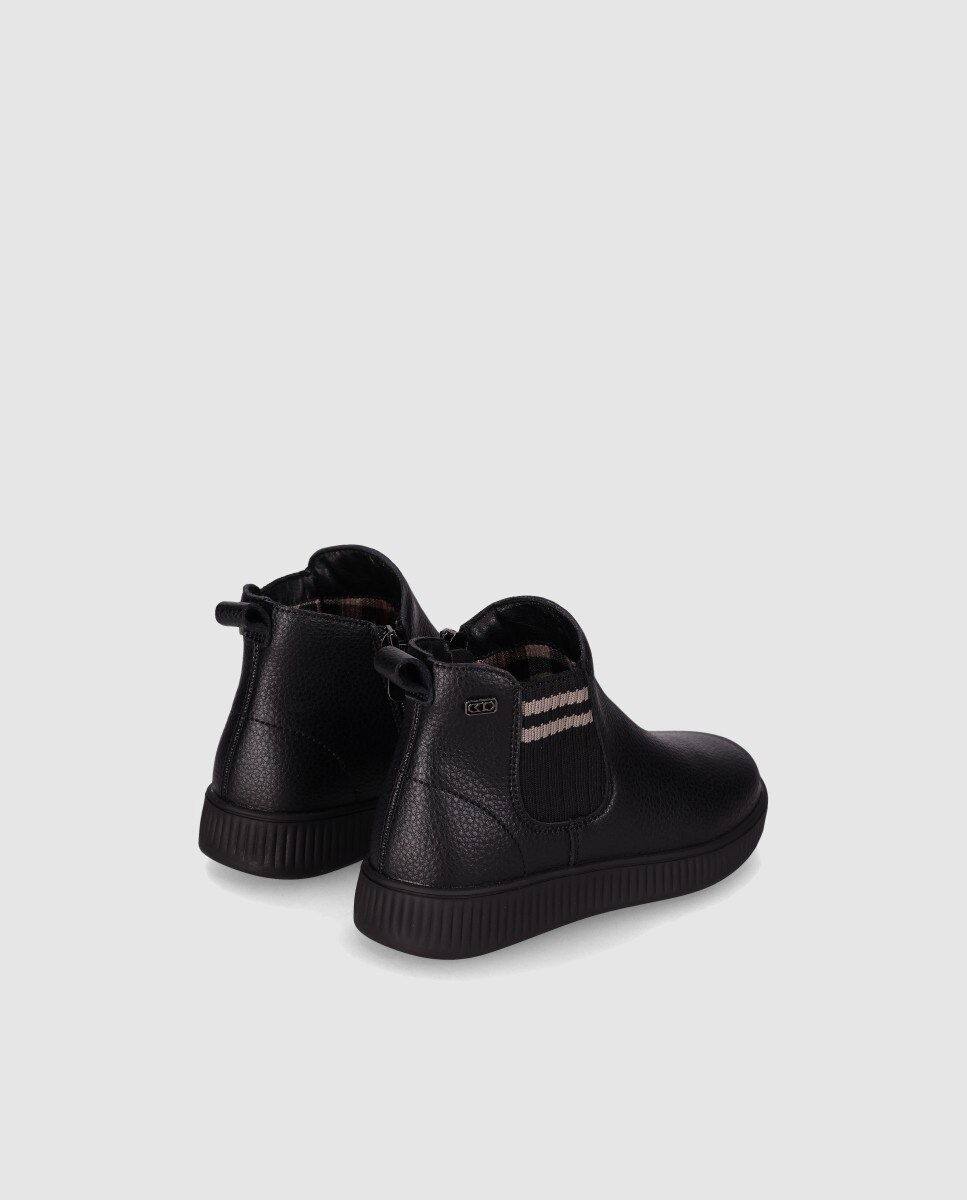 Botín plano de niña de piel serraje con elasticos en el lateral - Chika10 Kids - Negro Negro-3