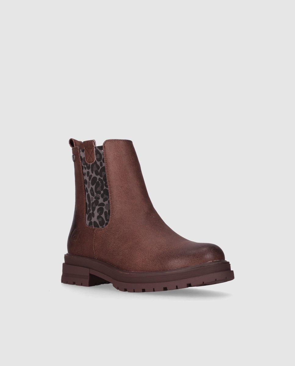 Botin tipo Chelsea niña piel vegana coon decoracion animalprint - Chika10 Kids - Marrón Marrón-2
