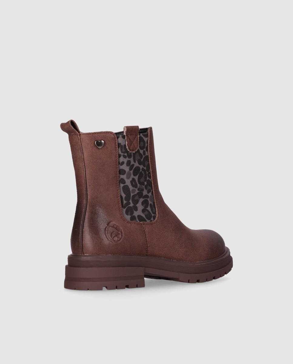 Botin tipo Chelsea niña piel vegana coon decoracion animalprint - Chika10 Kids - Marrón Marrón-3