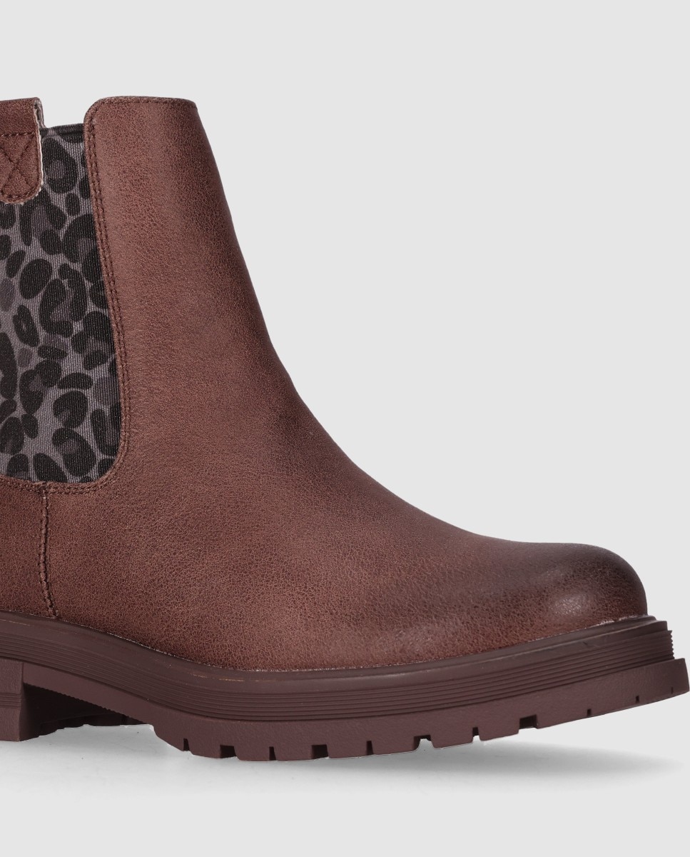 Botin tipo Chelsea niña piel vegana coon decoracion animalprint - Chika10 Kids - Marrón Marrón-5