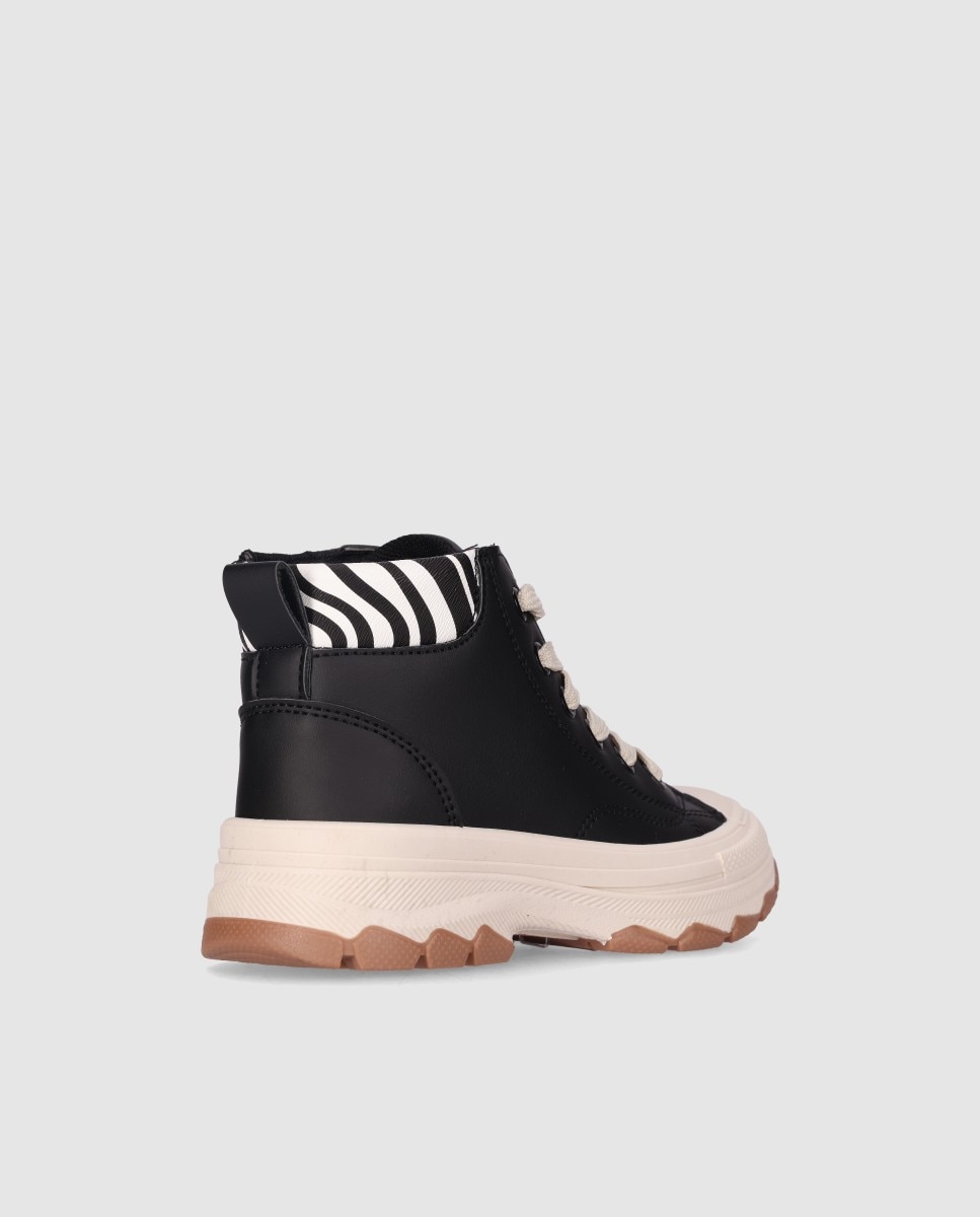 Deportivo alto Infantil con detalles animalprint y cordones - Chika10 Kids - Negro Negro-4