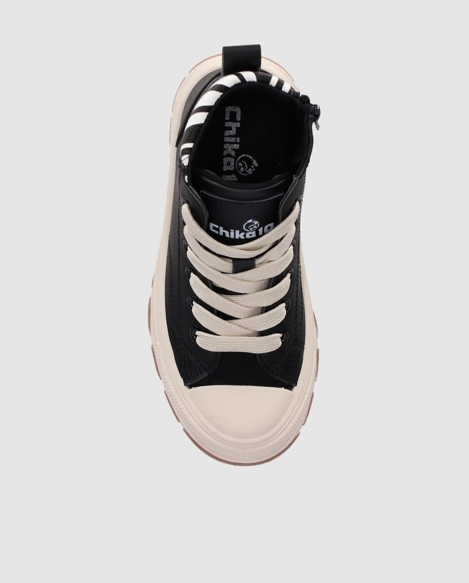Deportivo alto Infantil con detalles animalprint y cordones - Chika10 Kids - Negro Negro-5