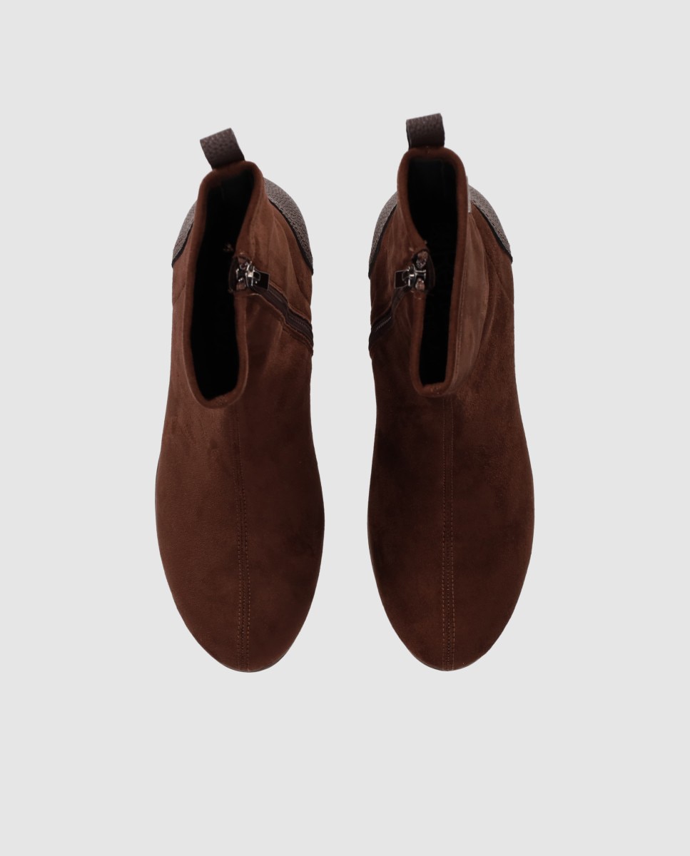 Botas elásticas de mujer con cuña baja y cremallera lateral - Chika10 - Marrón Marrón-4
