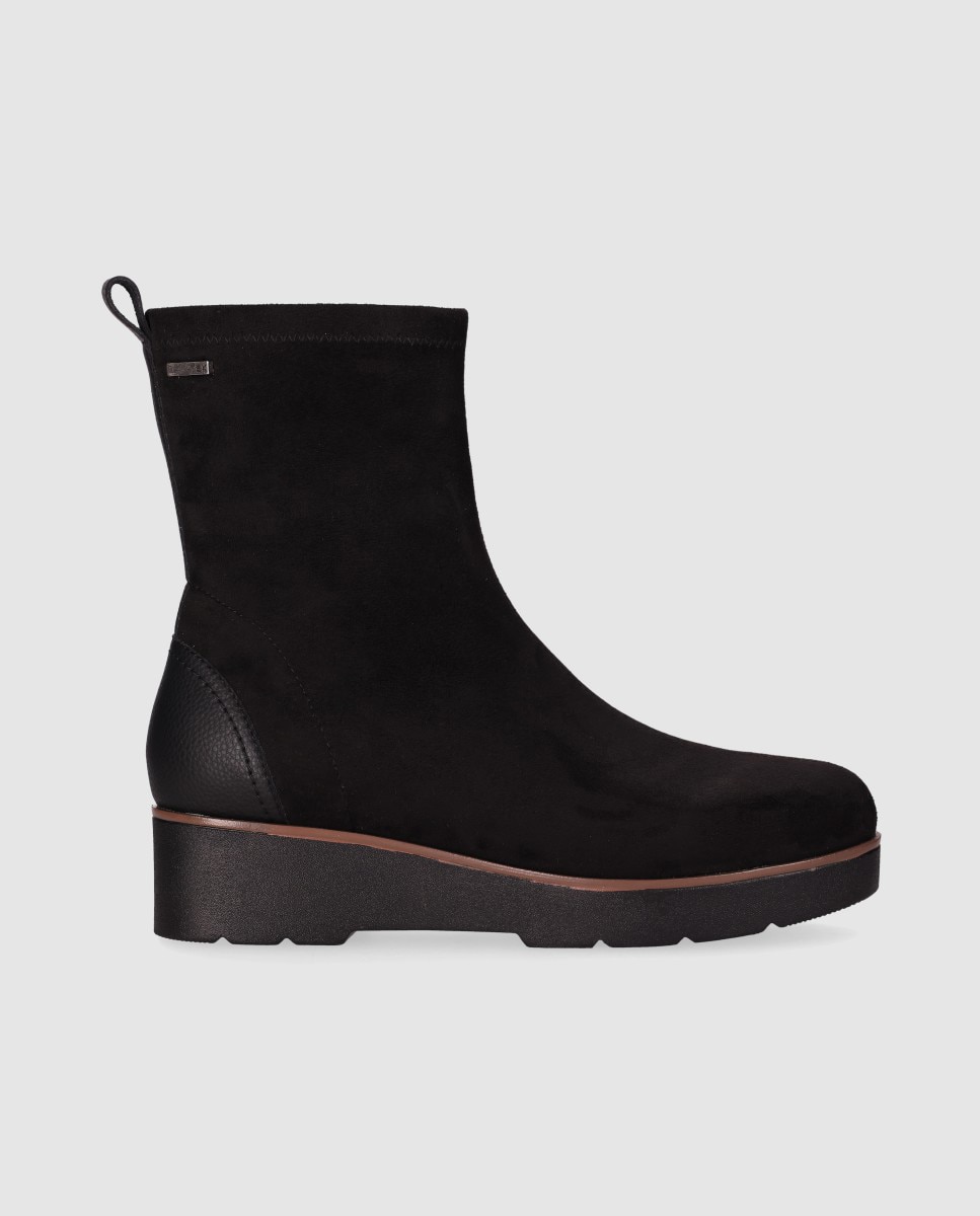 Botas elásticas de mujer con cuña baja y cremallera lateral - Chika10 - Negro Negro-1