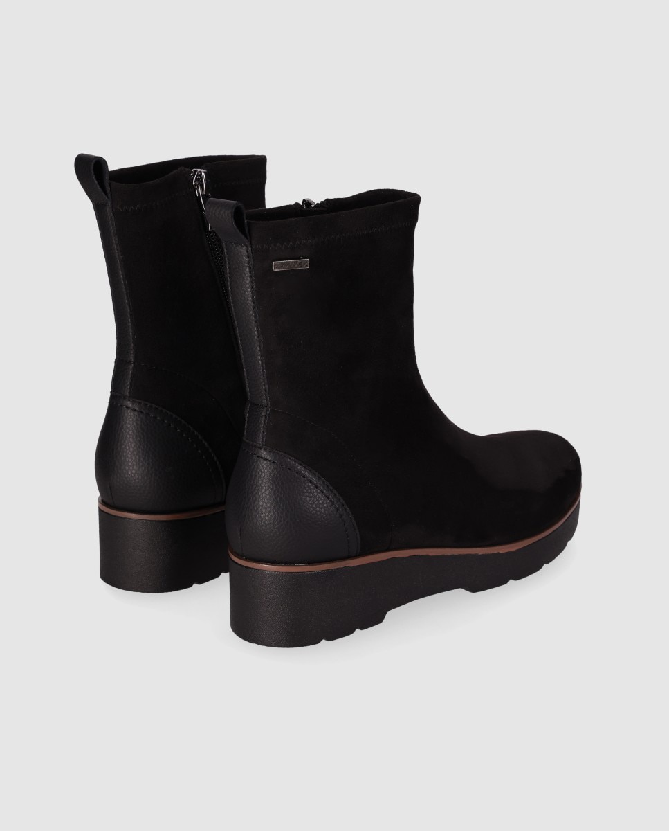 Botas elásticas de mujer con cuña baja y cremallera lateral - Chika10 - Negro Negro-2
