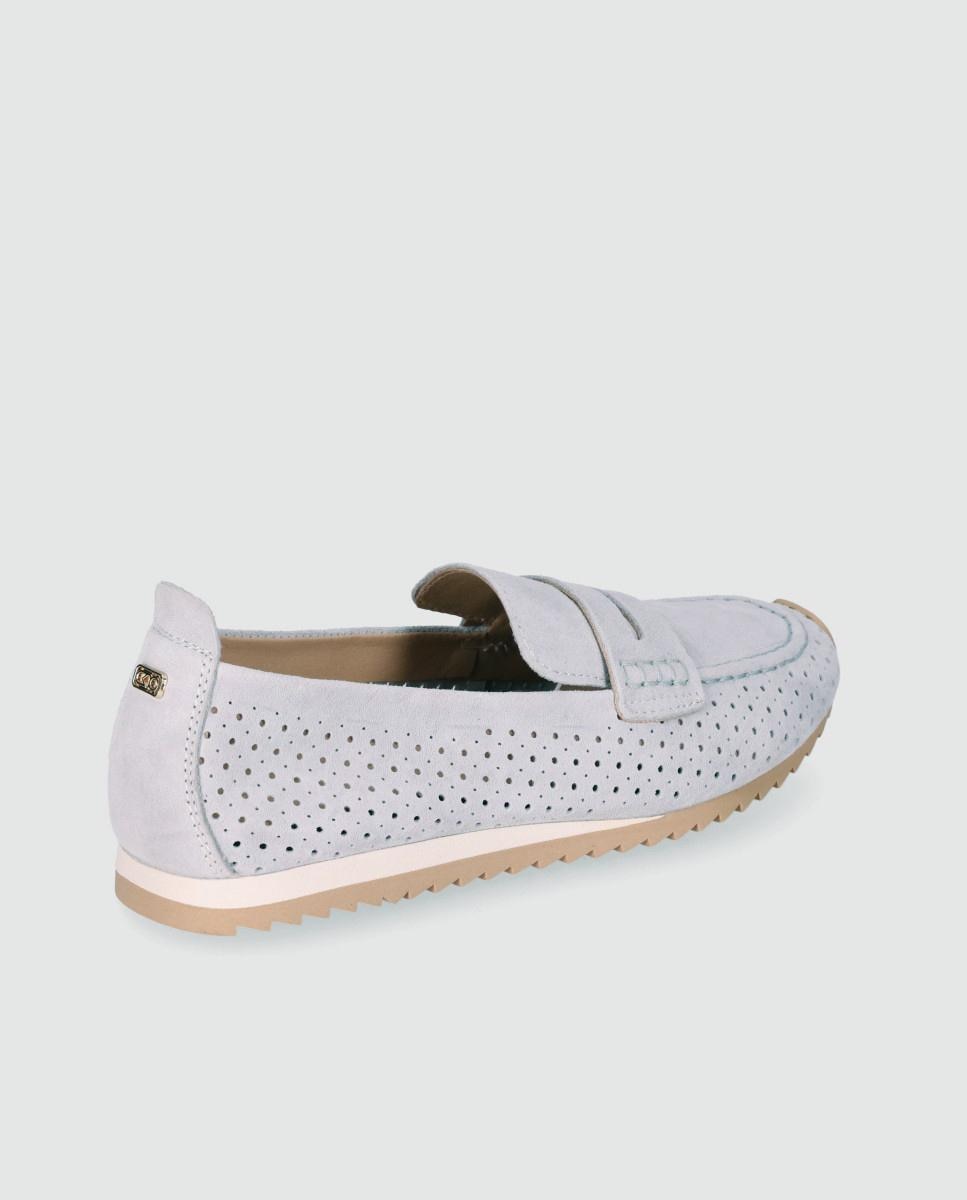 Mocasines planos de mujer realizados en piel troquelada y suela fina dentada - Chika10 - Blanco Blanco-2