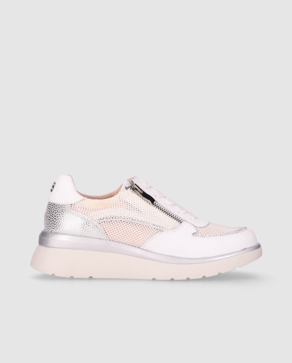 Chika10 - Zapatillas de cuña baja de mujer con cierre de cordones y suela ligera.