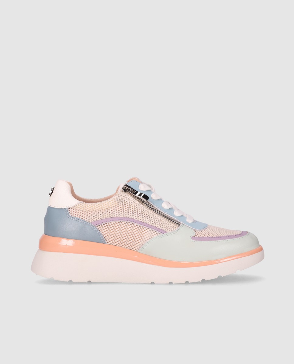 Zapatillas de cuña baja de mujer con cierre de cordones y suela ligera - Chika10 - Multicolor Multicolor-1
