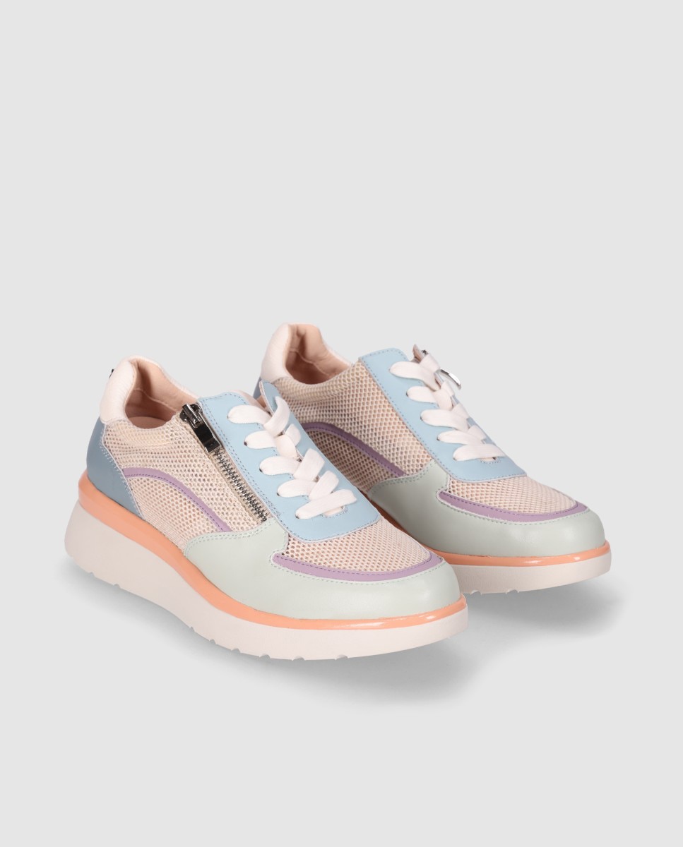 Zapatillas de cuña baja de mujer con cierre de cordones y suela ligera - Chika10 - Multicolor Multicolor-4