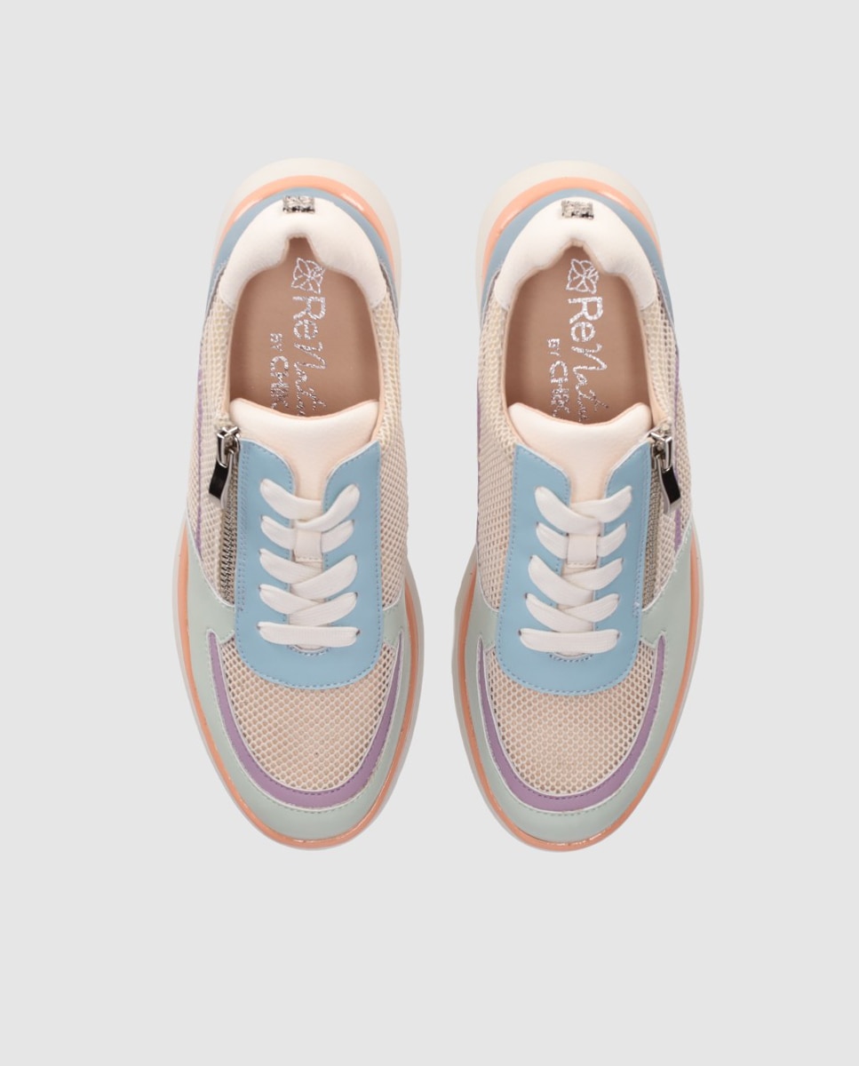Zapatillas de cuña baja de mujer con cierre de cordones y suela ligera - Chika10 - Multicolor Multicolor-2