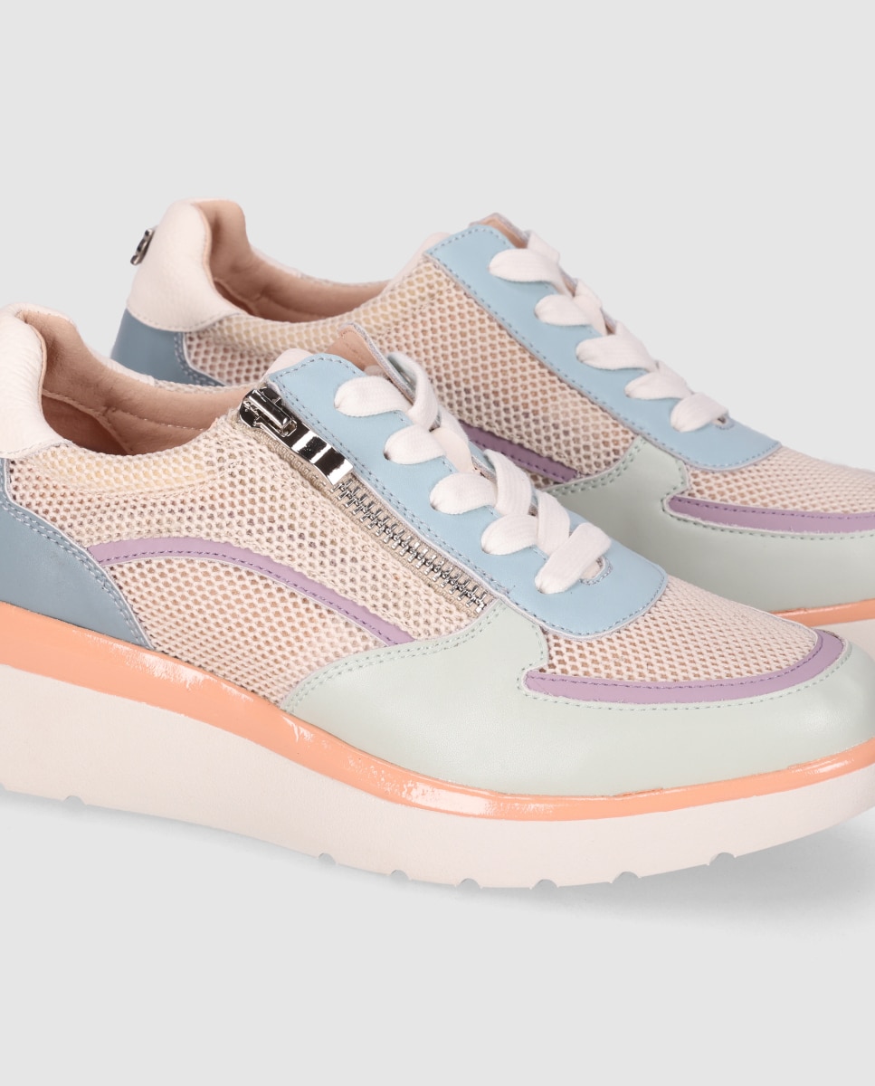 Zapatillas de cuña baja de mujer con cierre de cordones y suela ligera - Chika10 - Multicolor Multicolor-5