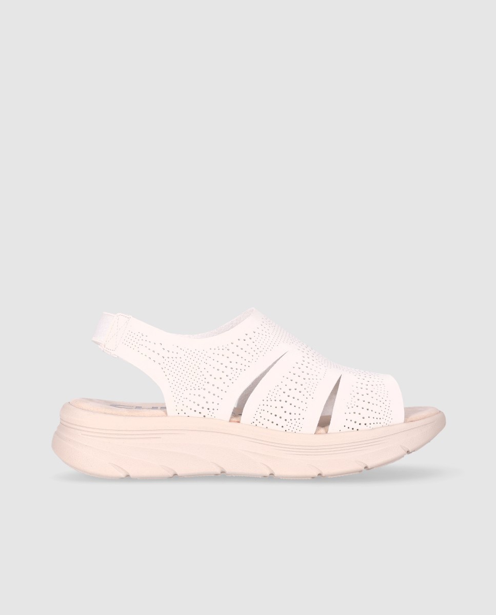 Chika10 - Sandalias de cuña de mujer con diseño simétrico y cierre elástico.