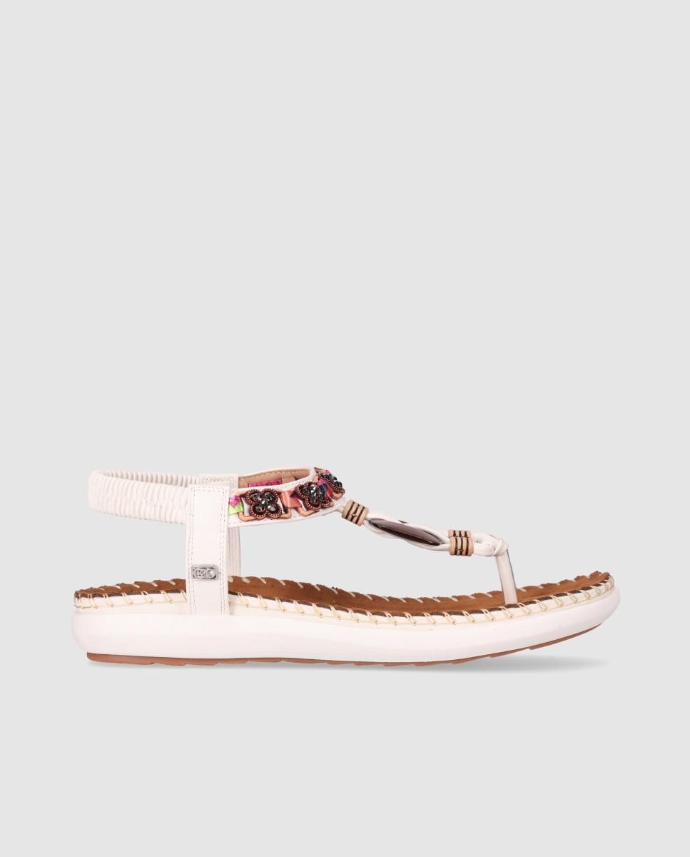 Chika10 - Sandalias planas de mujer chika10 en color blanco con cierre elástico.