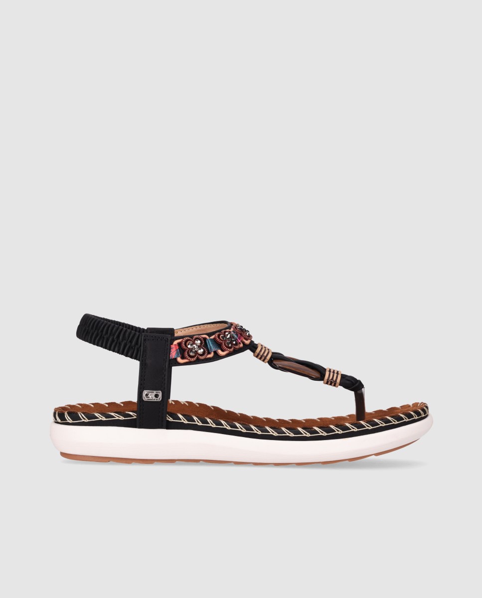 Chika10 - Sandalias planas de mujer chika10 en color negro con cierre elástico.