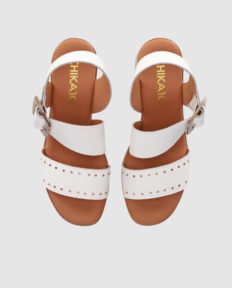 Sandalias de tacón de mujer chika10 en color blanco con cierre de hebilla - Blanco Blanco-4