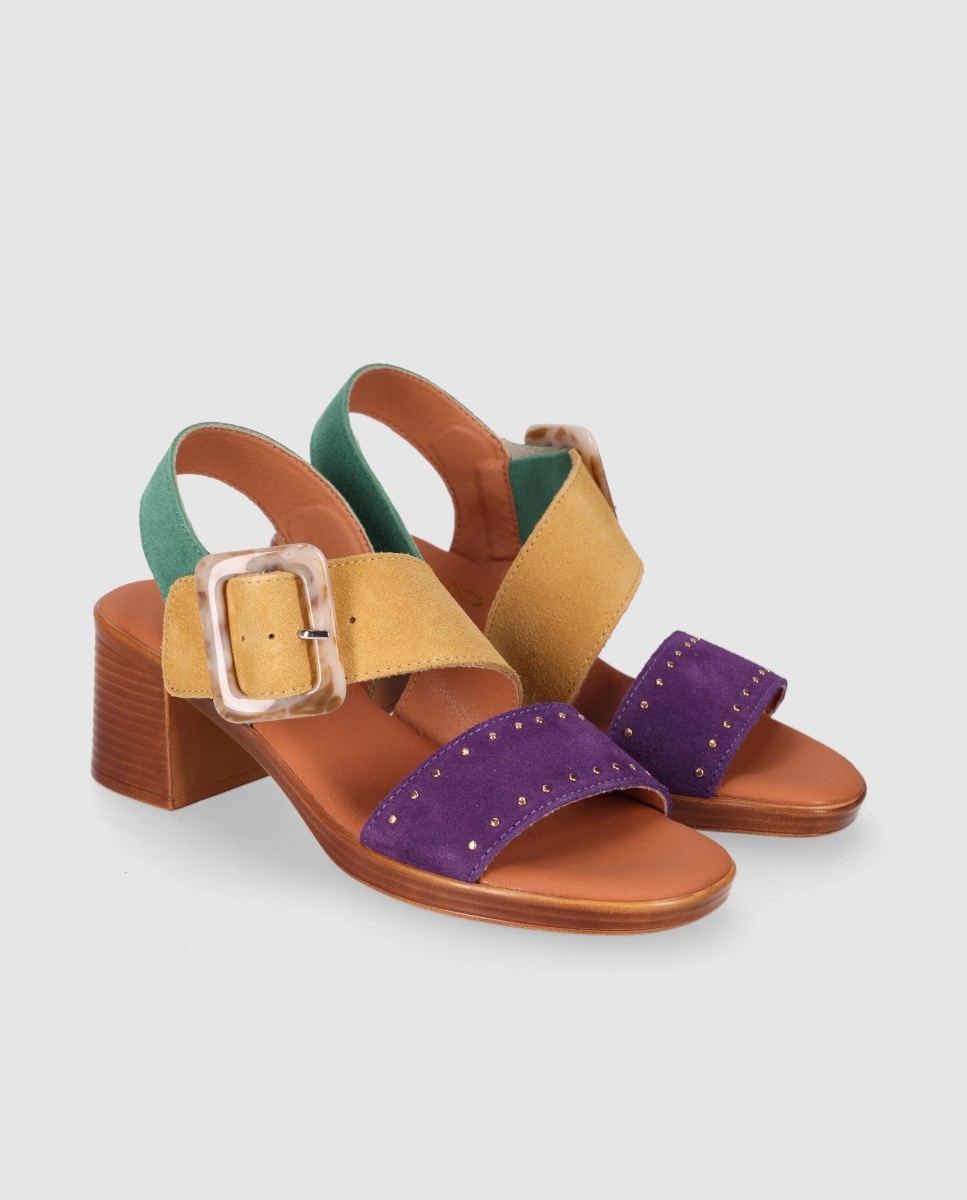 Sandalias de tacón de mujer chika10 en color multi y morado con cierre de hebilla - Morado Morado-3