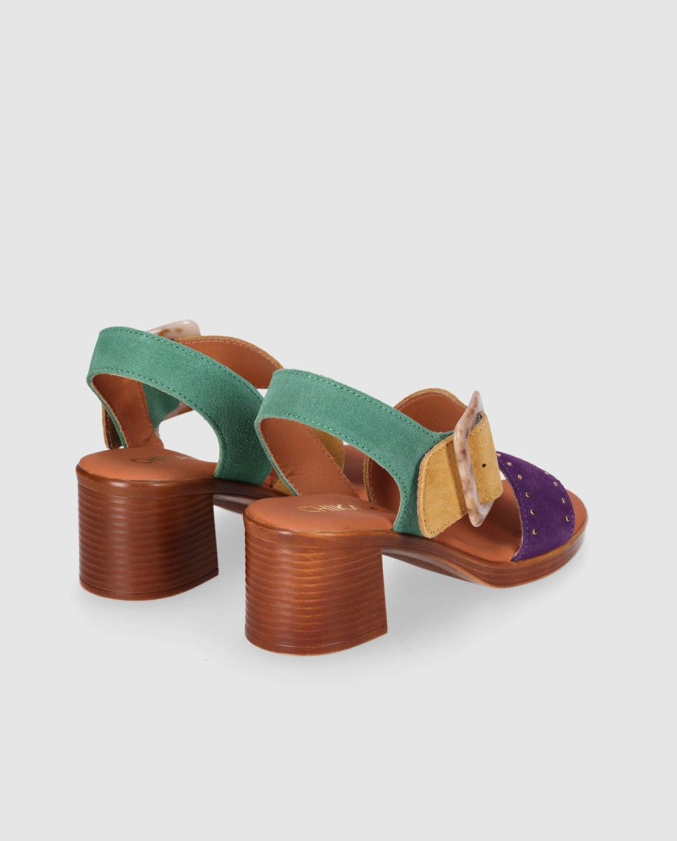 Sandalias de tacón de mujer chika10 en color multi y morado con cierre de hebilla - Morado Morado-2