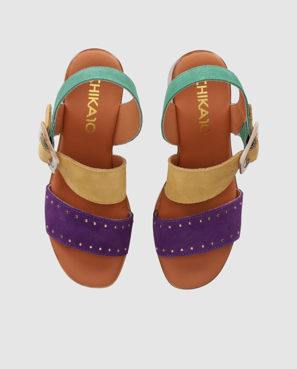 Sandalias de tacón de mujer chika10 en color multi y morado con cierre de hebilla - Morado Morado-4