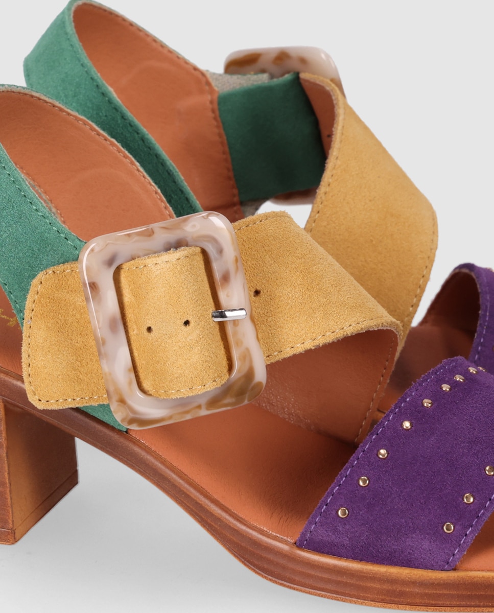 Sandalias de tacón de mujer chika10 en color multi y morado con cierre de hebilla - Morado Morado-5