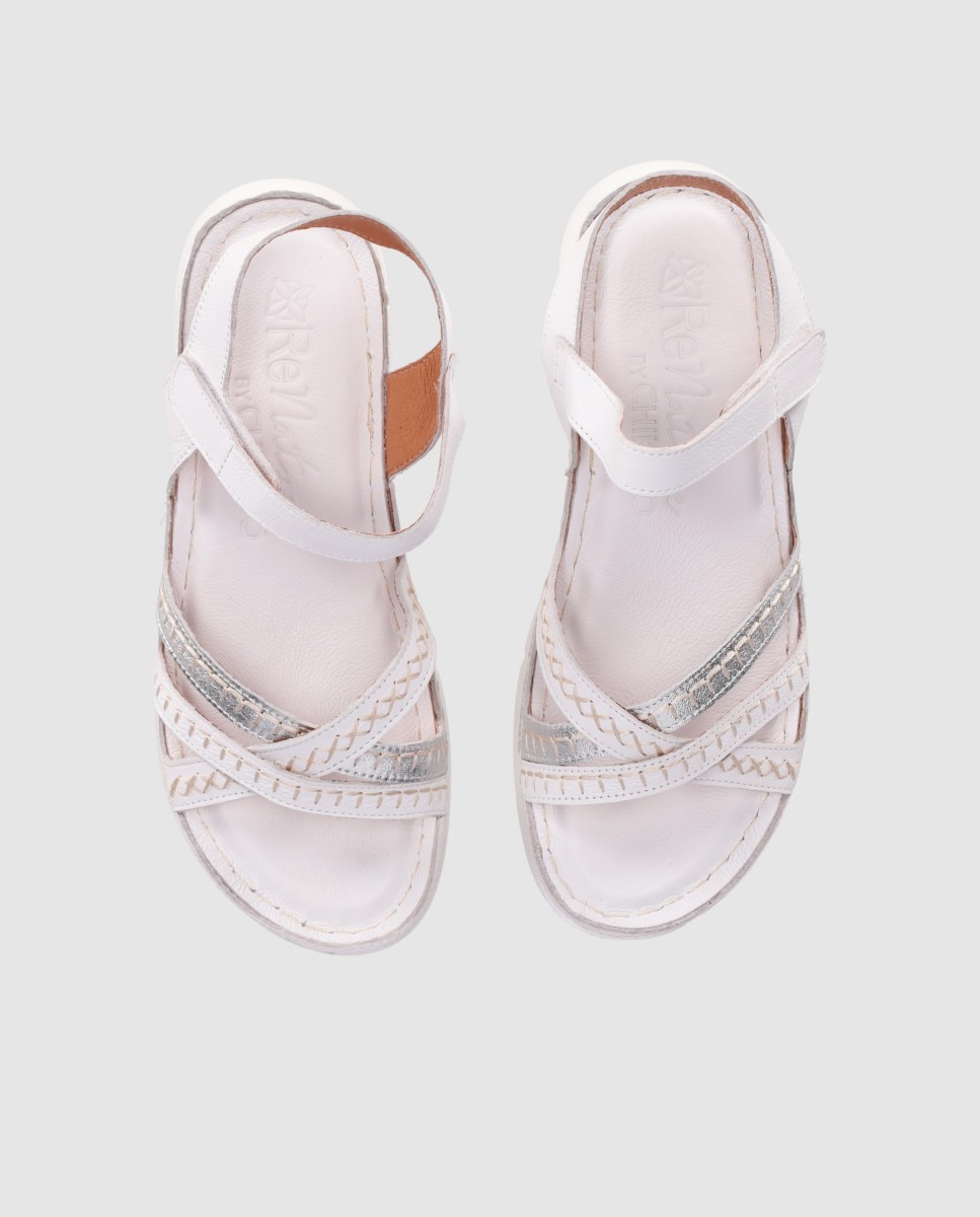 Sandalias de cuña de mujer chika10 en color con cierre de cierre adherente - Blanco Blanco-4