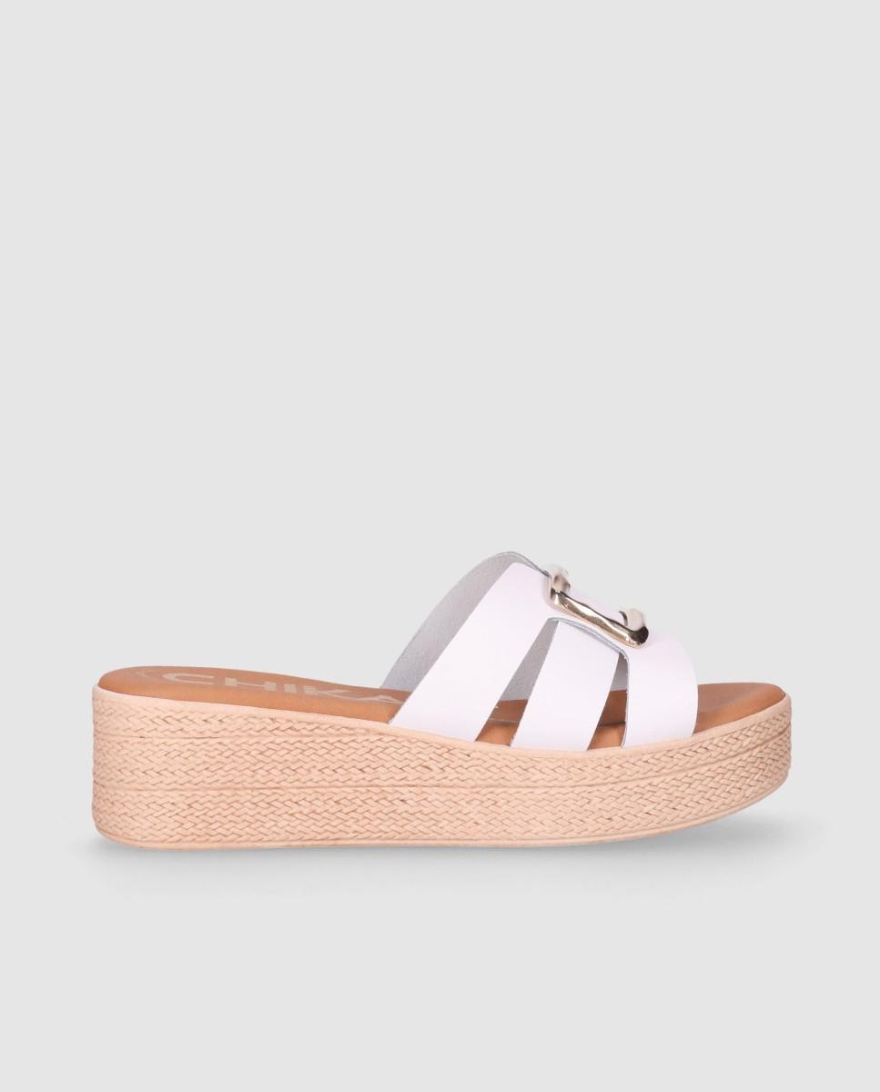 Sandalias de cuña de mujer chika10 en color blanco con cierre de sin cierre abiertos - Blanco Blanco-1