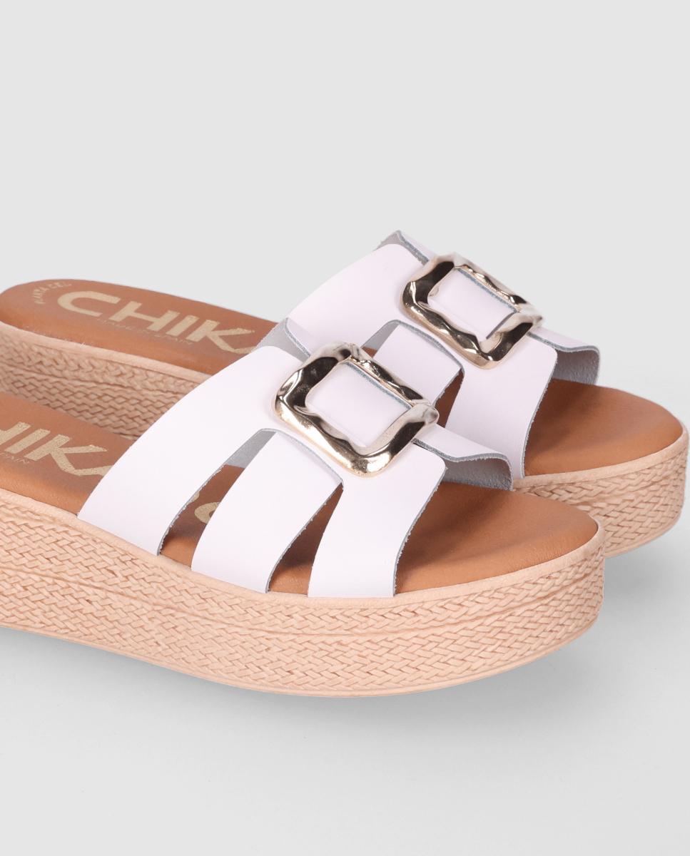 Sandalias de cuña de mujer chika10 en color blanco con cierre de sin cierre abiertos - Blanco Blanco-5