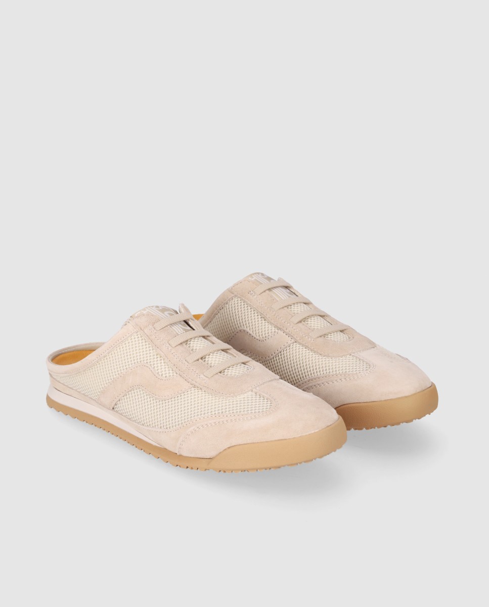 Zuecos planos de mujer estilo deportivo destalonado con suela bicolor - Chika10 - Beige Beige-3