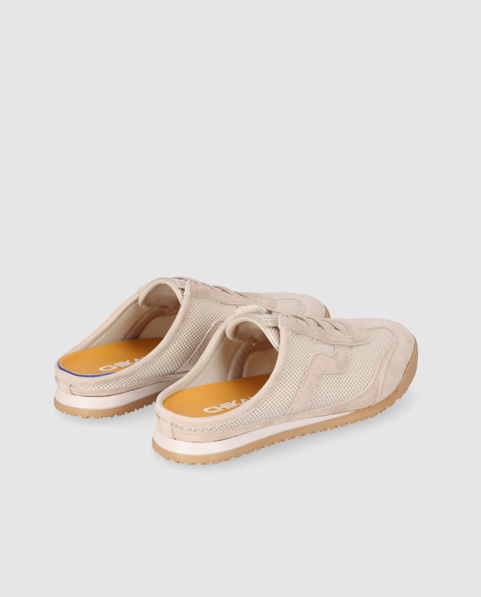 Zuecos planos de mujer estilo deportivo destalonado con suela bicolor - Chika10 - Beige Beige-2