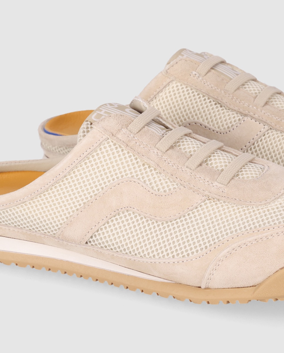Zuecos planos de mujer estilo deportivo destalonado con suela bicolor - Chika10 - Beige Beige-5
