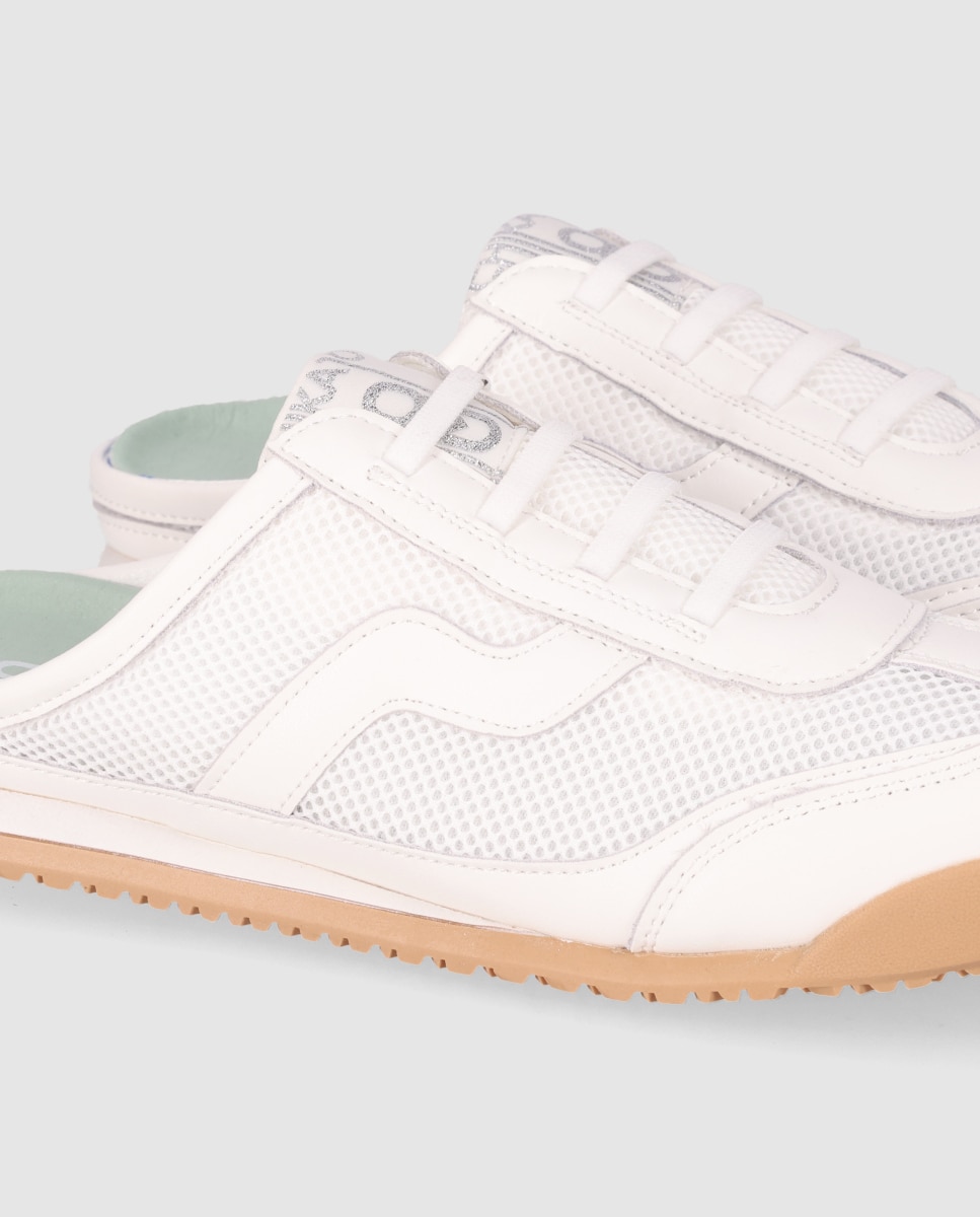 Zuecos planos de mujer estilo deportivo destalonado con suela bicolor - Chika10 - Blanco Blanco-5