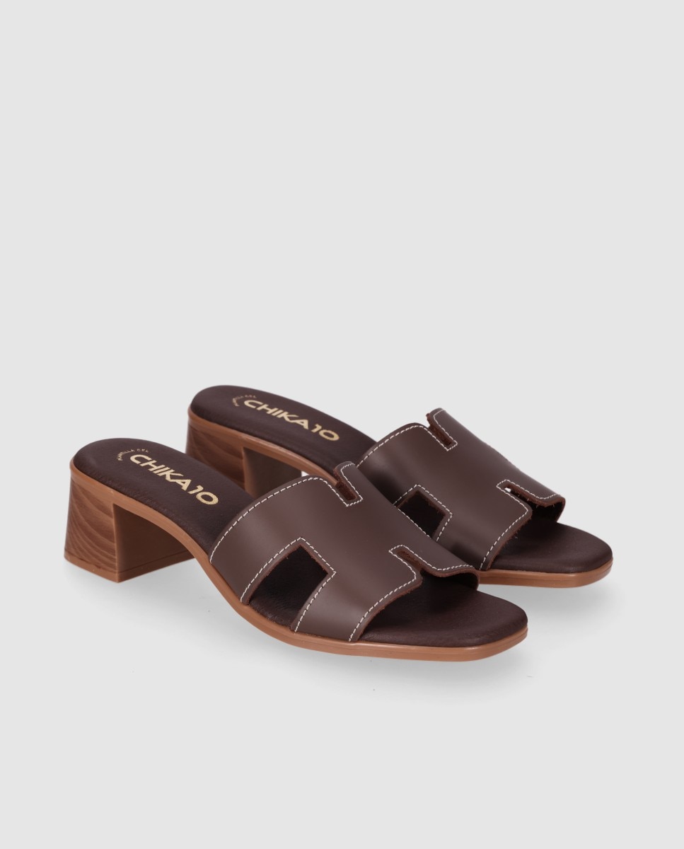 Sandalias de tacón de mujer chika10 en color marron con cierre de sin cierre abiertos - Marrón Marrón-3